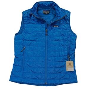Patagonia Nano Puff Vest Mens Medium Blue Puffer Full Zip Camp Hike New‎ $189